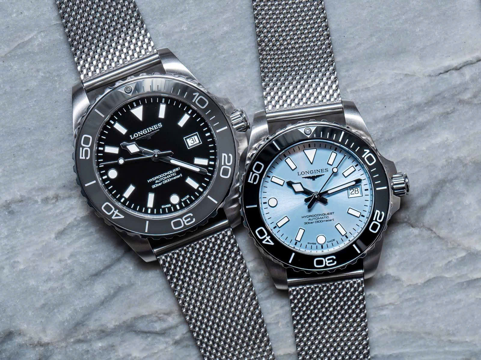 Vẻ đẹp thanh lịch từ mẫu đồng hồ Longines HydroConquest mặt xanh 1